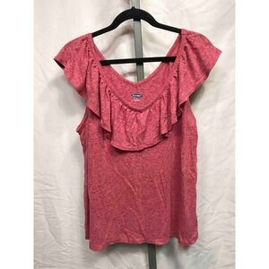 Old Navy Womens Pink Heather Ruffle V Neck Tank Top XL